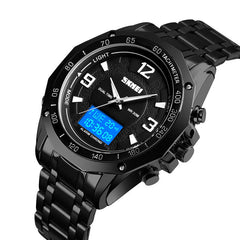 Multifunctional Luminous EL Light Calendar 3ATM Business Men Watch Dual Display Digital Watch