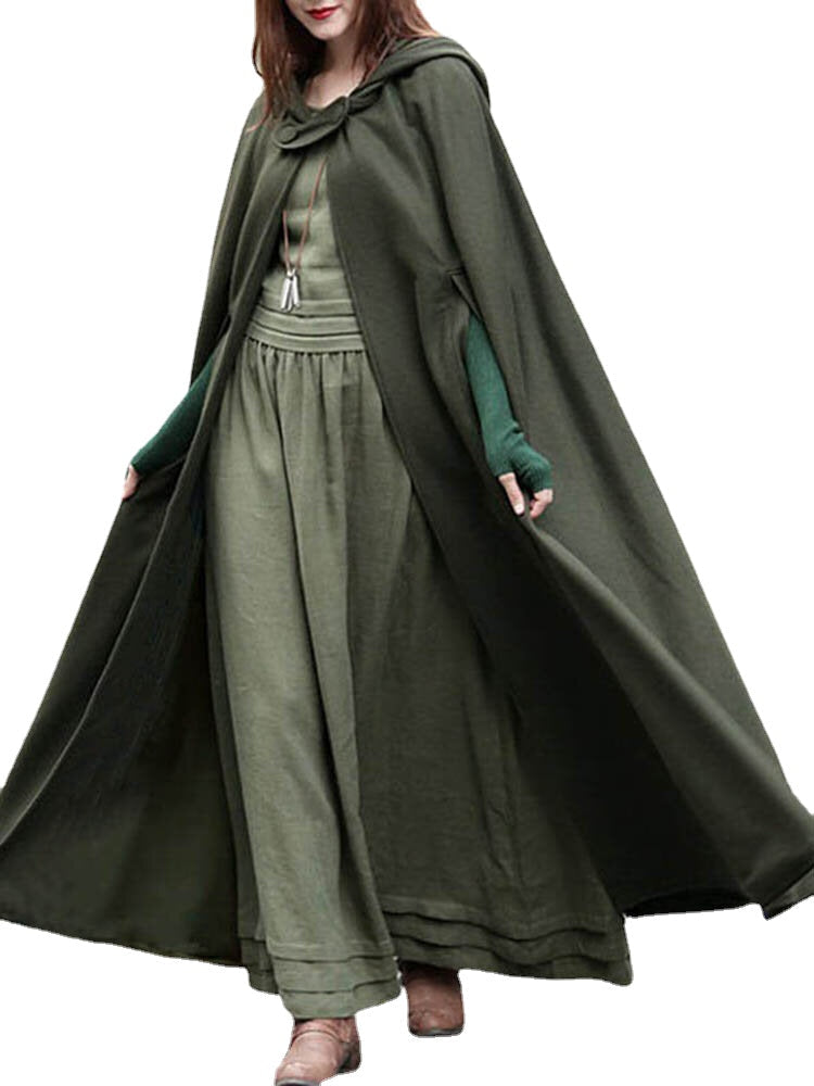 Women Casual Hooded Loose Cape Jacket Coats Cloak