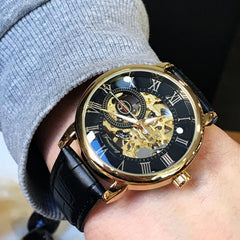 3D Hollow Engraving Design Luminous Display Fashion Men Automatic Mechanical Watch