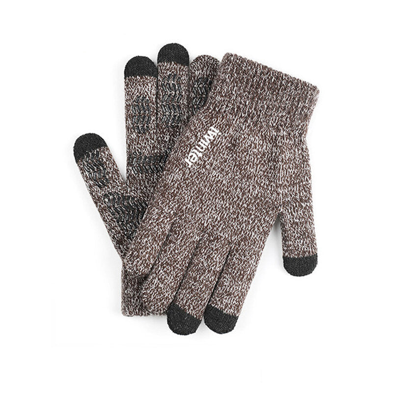 Winter Men's Cycling Knitted Gloves Touch Screen Thicken Wool Mitten Outdoors Anti-slip Warmer Gloves