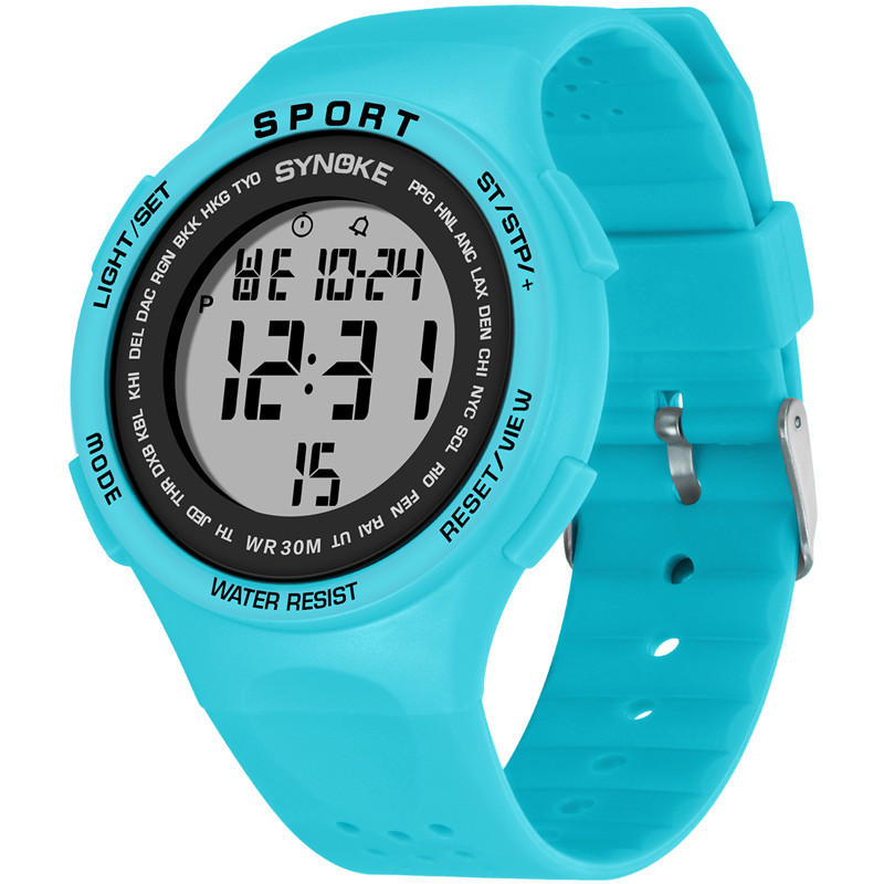 EL Display Silicone Strap Sport Watch 3ATM Waterproof Alarm Student Digital Watch