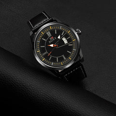 Men's Ultra Thin Fashion Quartz Watch with Leather Strap