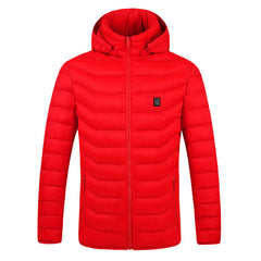 Unisex USB Heated Jacket with 9 Zones, Winter Warm Hooded Coat