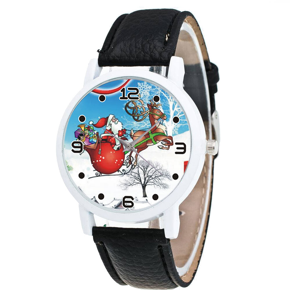 Cartoon Santa Claus and Snowfield Pattern Cute Kid Watch Fashion Children Quartz Watch