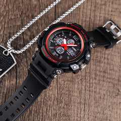 Luminous 5ATM 3Time Multi-Function Outdoor Men Watch Dual Display Digital Watch