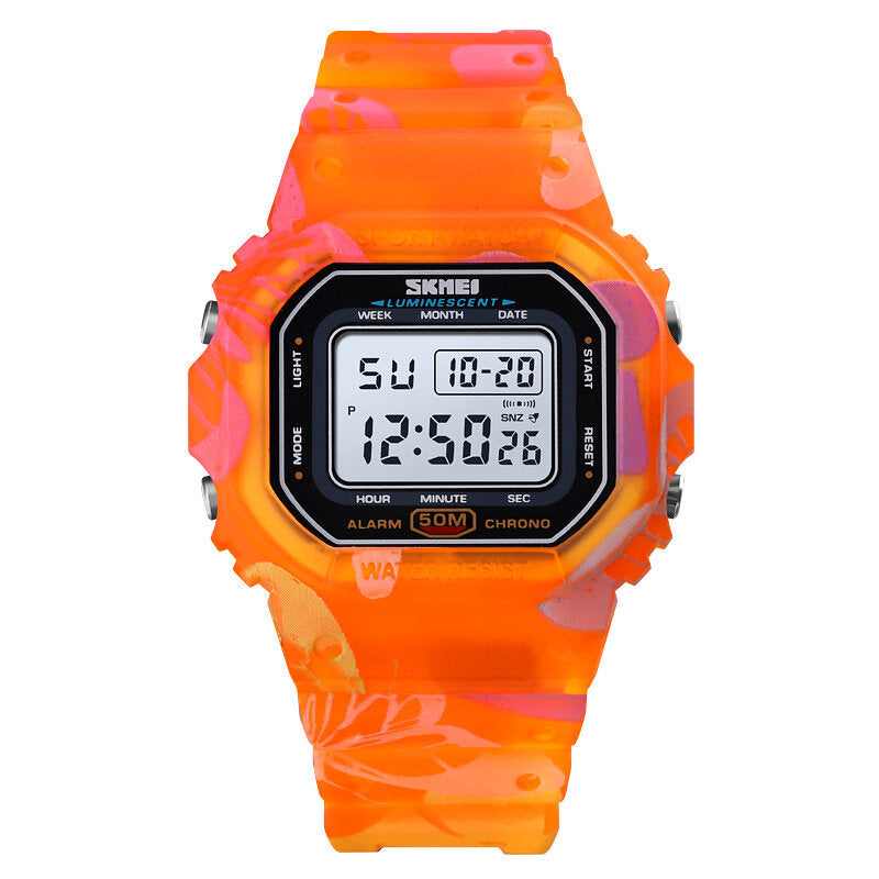 Sport Camouflage Children Watch 5ATM Waterproof Luminous Week Display LED Kids Outdoor Digital Watch