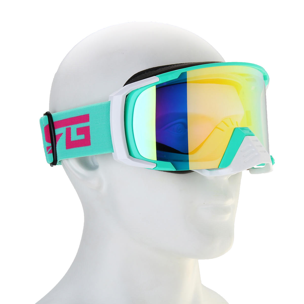 Motorcycle Anti Fog Dumb Goggles Snowmobike SKI Lens Spherical green Frame