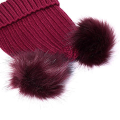 Women's Knitted Winter Beanie with Pom Pom - Warm, Soft Fur Ball Cap