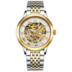 Roman Number 3D Dial Case Men Watch Stainless Steel Strap Automatic Mechanical Watch