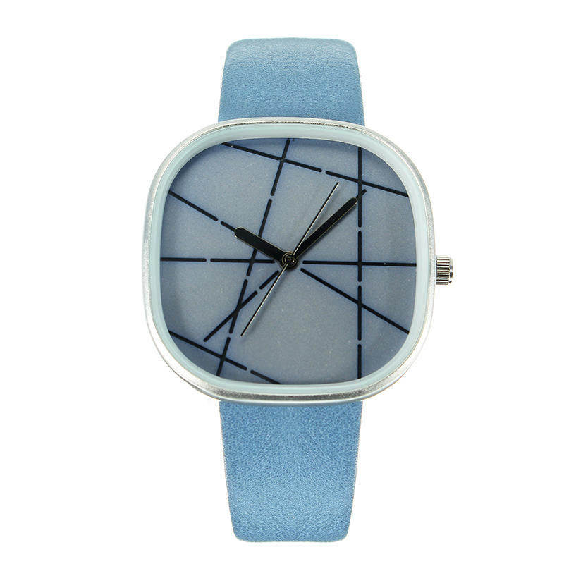 Unisex Square Dial Leather Strap Fashion Watch