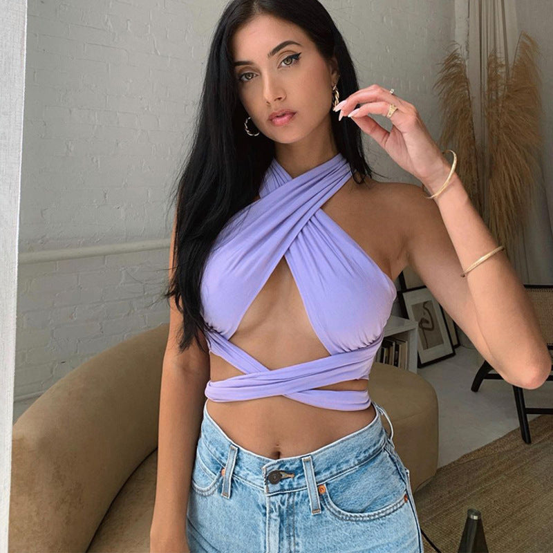 Hot Girl Slim-Fit Halter Backless Vest