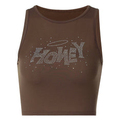 Girls Fashion Round Neck Slim T-Shirt Navel Sleeveless Sexy Tank Vest