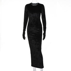 Slim-Fit Winter Street Dress - Fashionable Round Neck