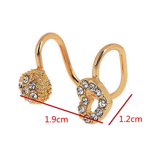 1pc Crystal Hollow Heart Round Earring Clip Ear Cuff For Women