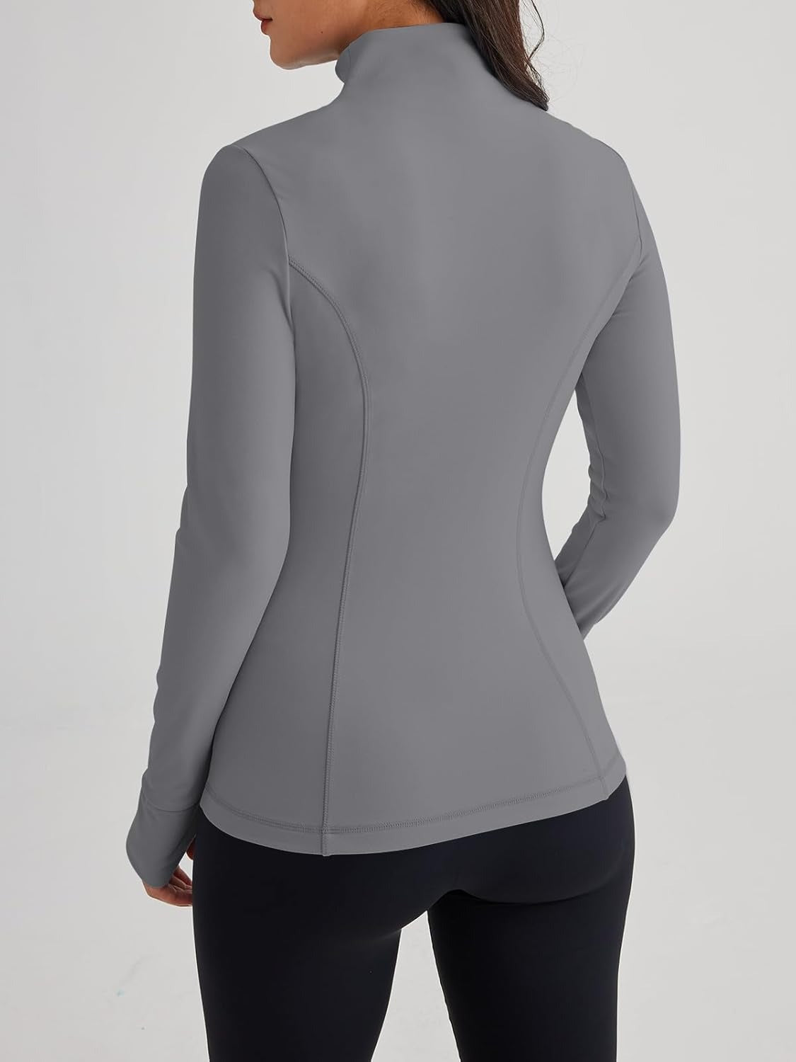 Women’s Full Zip Athletic Jacket – Breathable Lightweight Zip-Up Hoodie with Stand-Up Collar, Thumb Holes, and Zipper Pockets for Exercise and Outdoor Activities