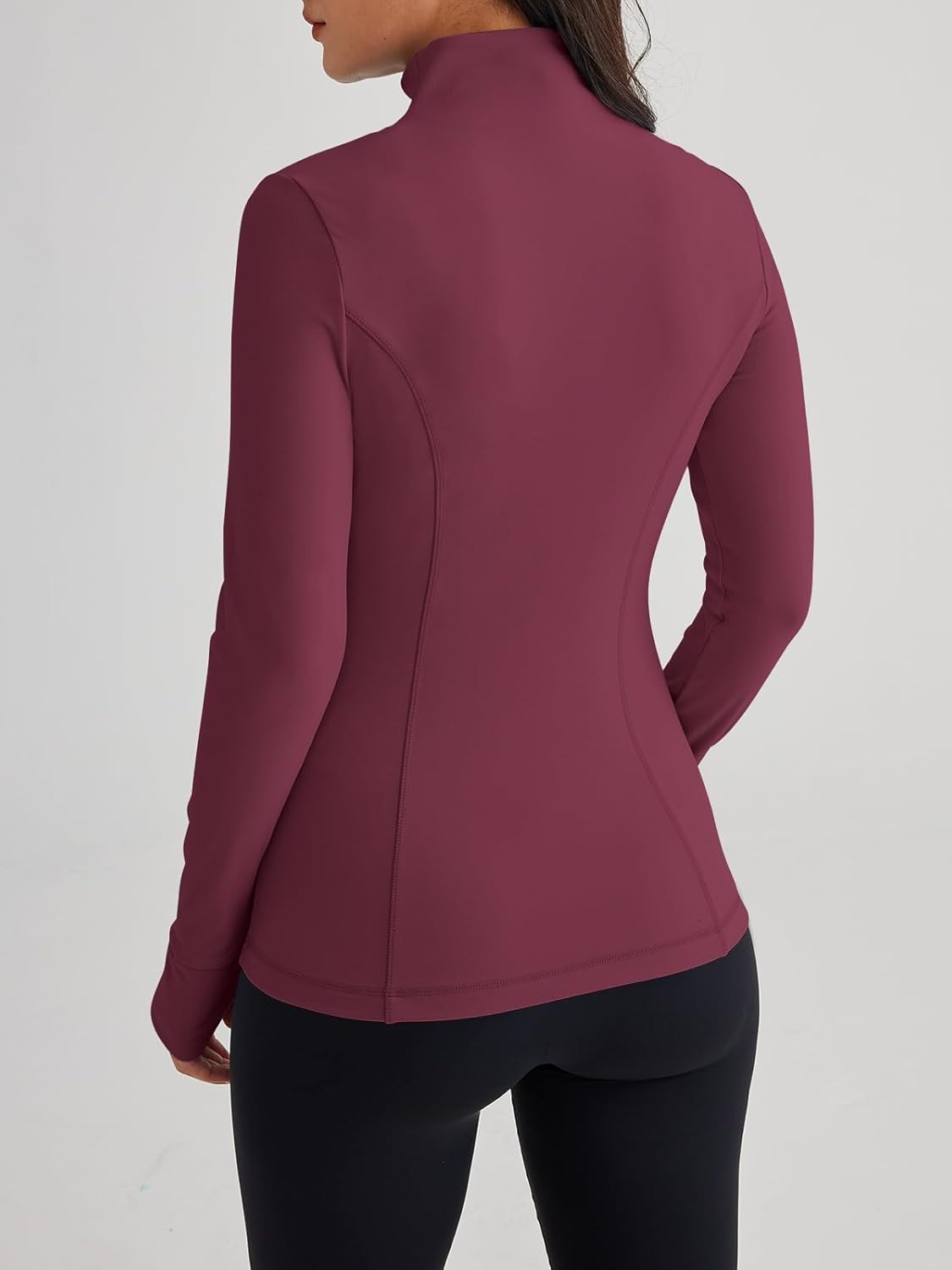Women’s Full Zip Athletic Jacket – Breathable Lightweight Zip-Up Hoodie with Stand-Up Collar, Thumb Holes, and Zipper Pockets for Exercise and Outdoor Activities