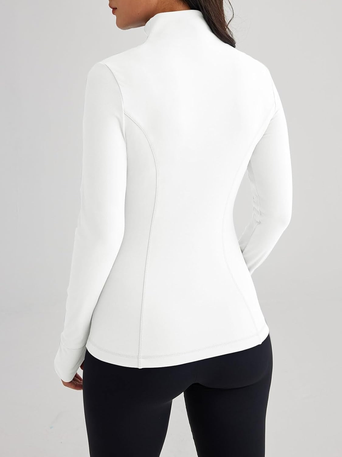 Women’s Full Zip Athletic Jacket – Breathable Lightweight Zip-Up Hoodie with Stand-Up Collar, Thumb Holes, and Zipper Pockets for Exercise and Outdoor Activities