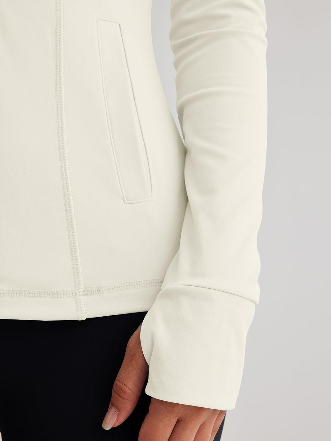 Women’s Full Zip Athletic Jacket – Breathable Lightweight Zip-Up Hoodie with Stand-Up Collar, Thumb Holes, and Zipper Pockets for Exercise and Outdoor Activities