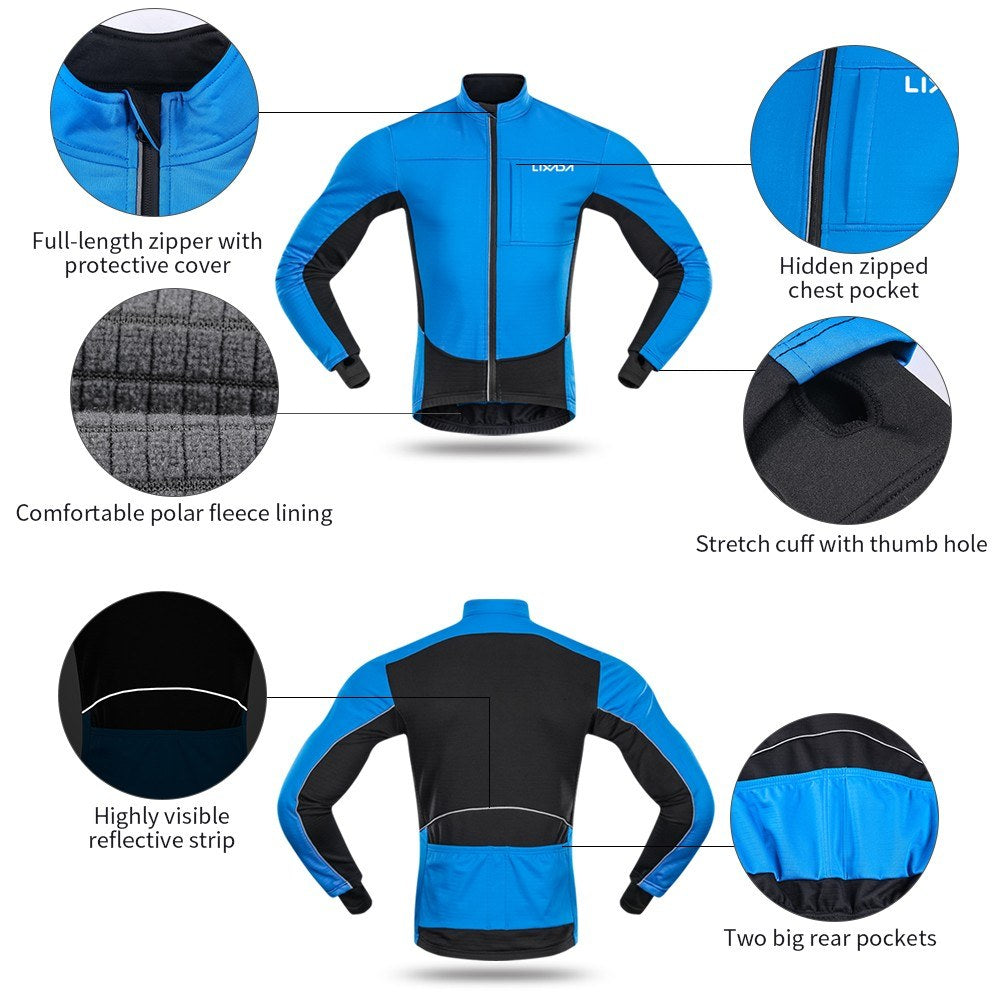 Men Winter Cycling Clothing SetWaterproof Windproof Thermal Fleece Bike Riding Jacket and Pants Sportswear