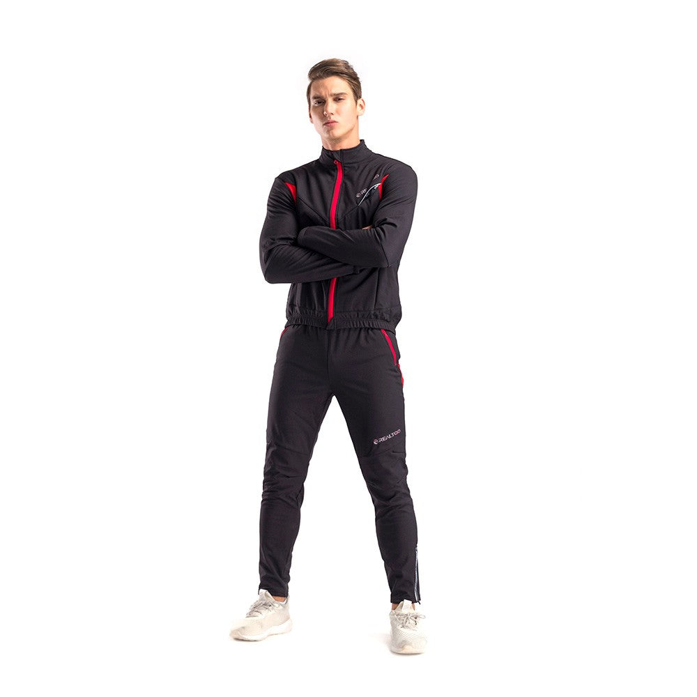 Men Cycling Clothing Set Outdoor Sports Winter Warm Thermal Fleece Long Sleeve Bike Jacket Pants Bicycle Suit