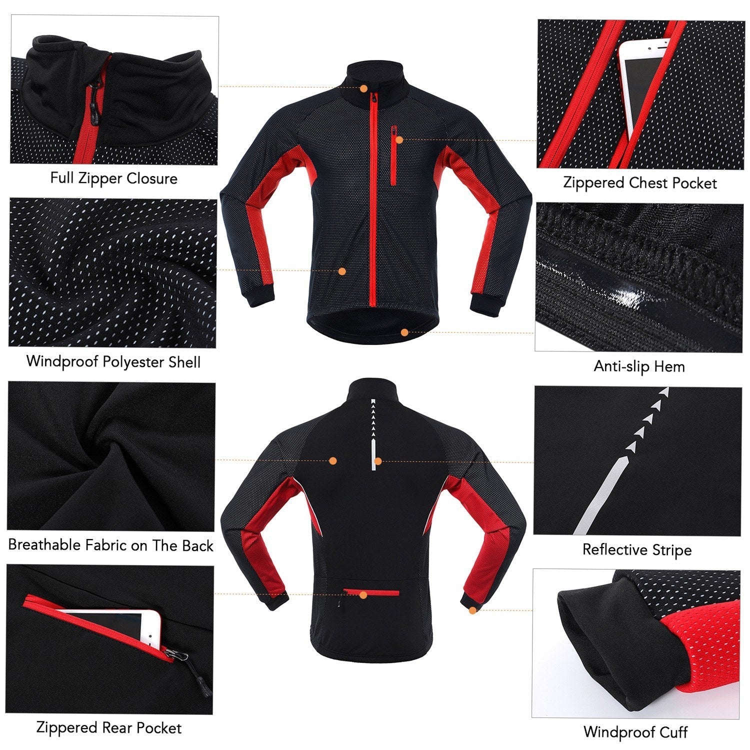 Men Winter Cycling Clothing Set Long Sleeve Windproof Bicycle Jersey with Pants Outdoor Cycling Running Sports Jacket Activewear