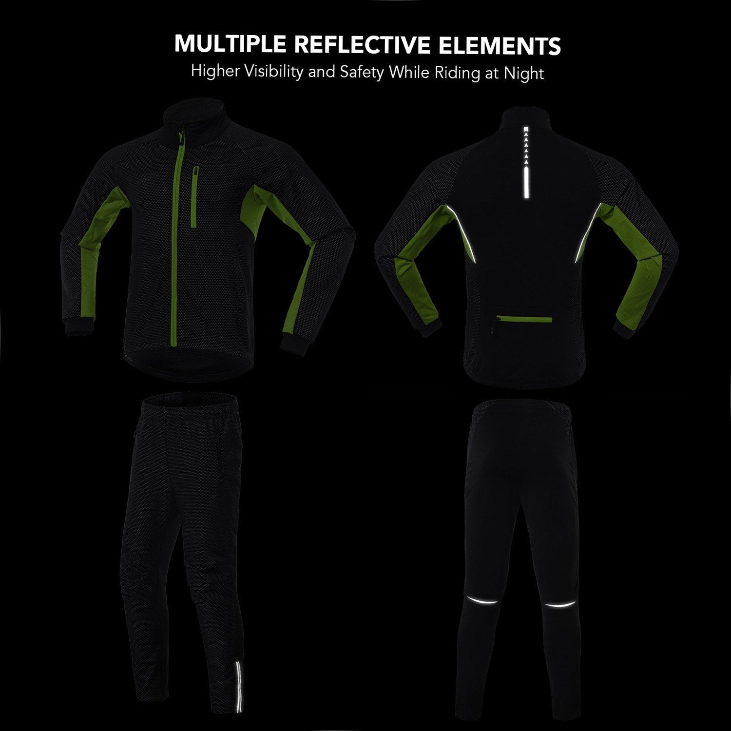 Men Winter Cycling Clothing Set Long Sleeve Windproof Bicycle Jersey with Pants Outdoor Cycling Running Sports Jacket Activewear