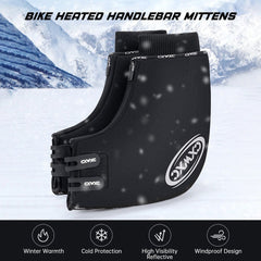 Bike Heated Handlebar Mittens Temperature Adjustable Windproof Cycling Gloves for Mountain Bicycle