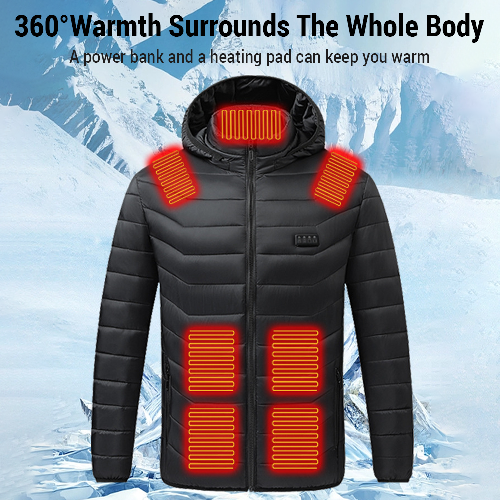 Battery-Powered Heated Cotton Jacket, 21-Zone Control Winter Coat