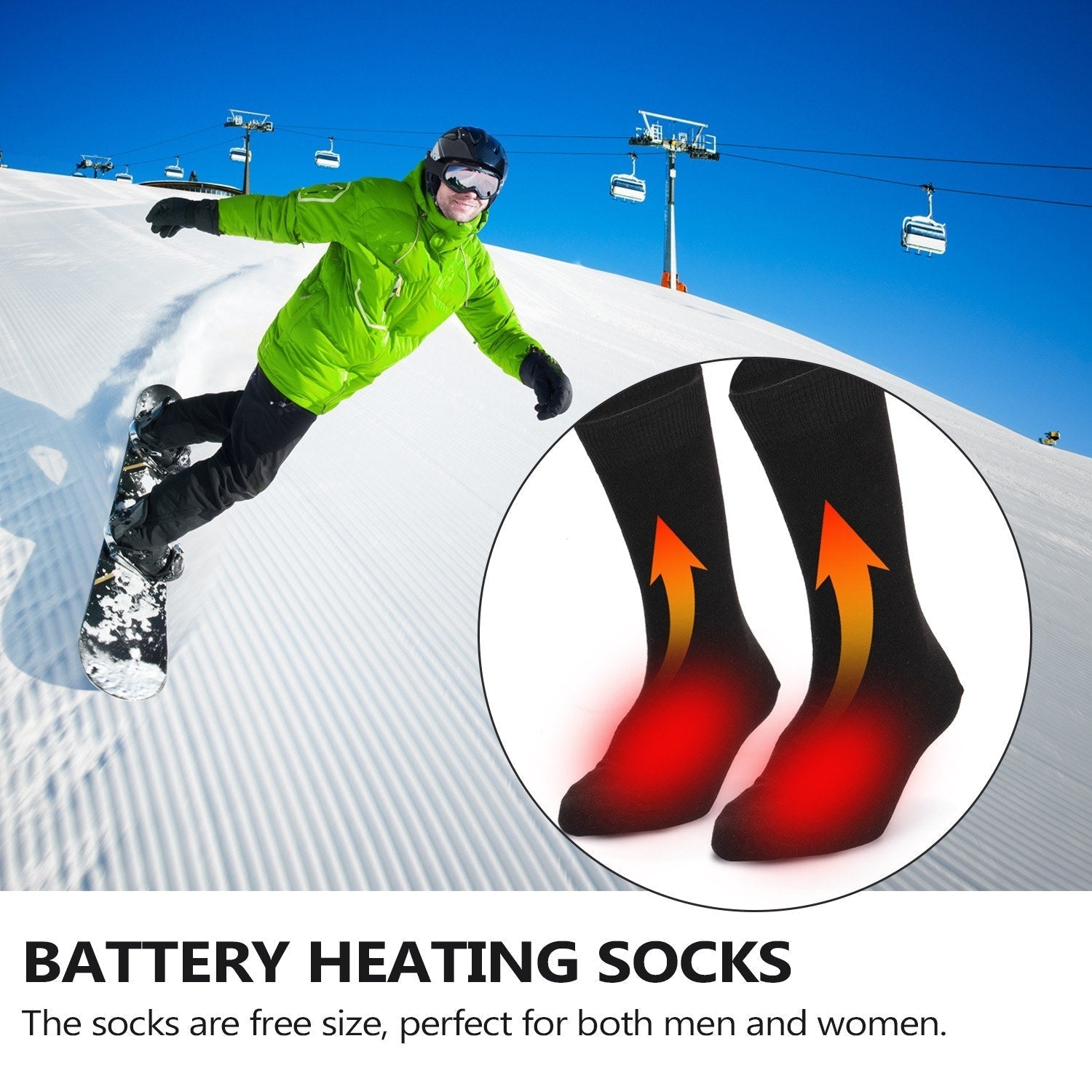 Battery Heated Socks for Outdoor Cold Weather - Ideal for Riding, Camping, Hiking, Motorcycle