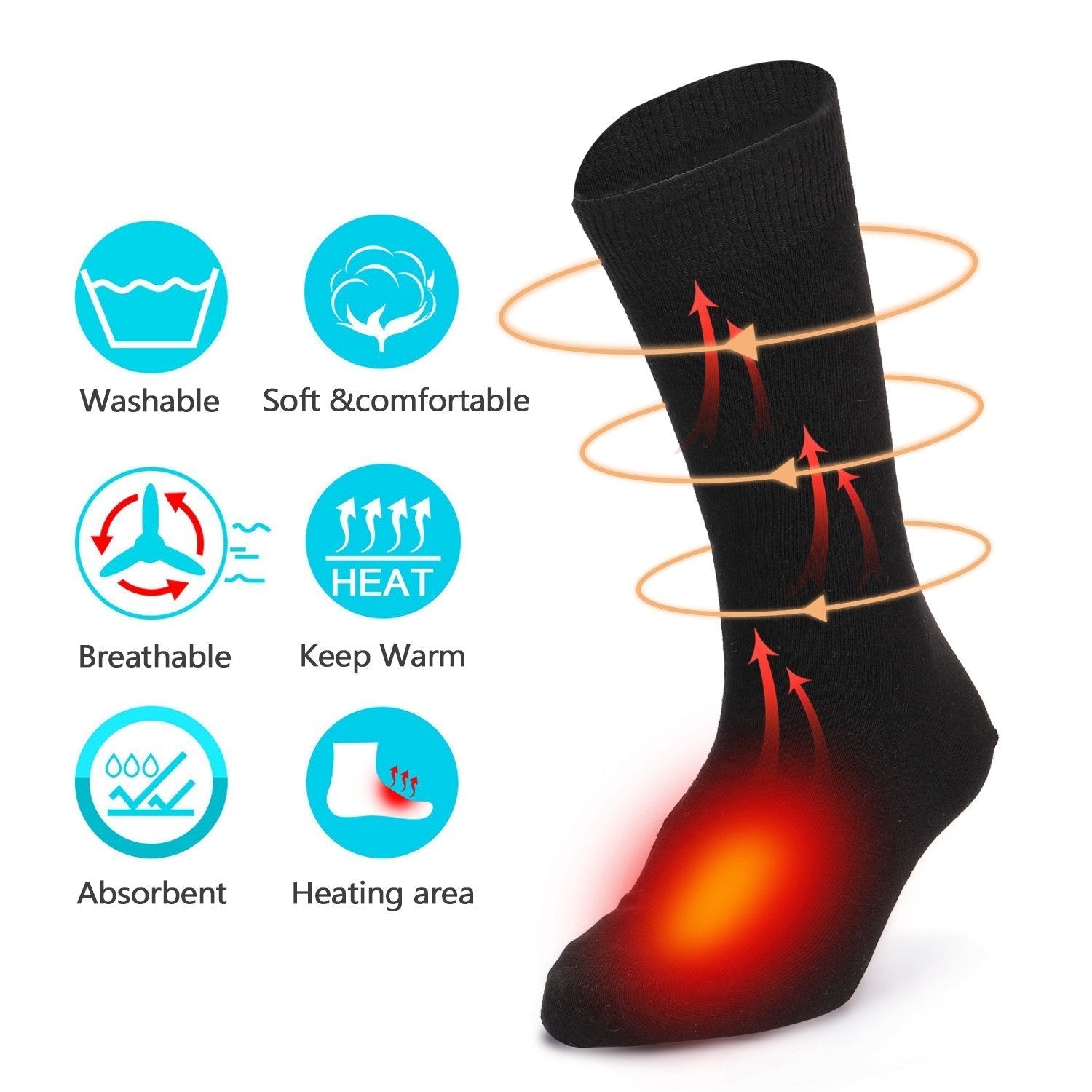 Battery Heated Socks for Outdoor Cold Weather - Ideal for Riding, Camping, Hiking, Motorcycle