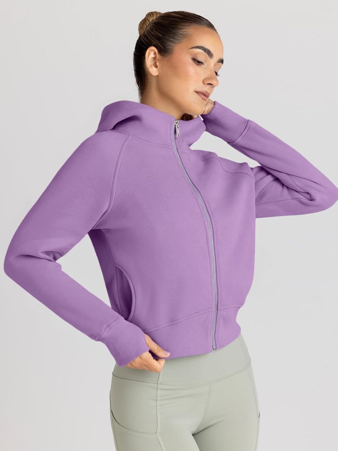Women’s Full Zip Fleece Hoodie – Cozy Winter Jacket with Drop Shoulder Collar, Soft & Breathable Sweatshirt for Fall & Winter