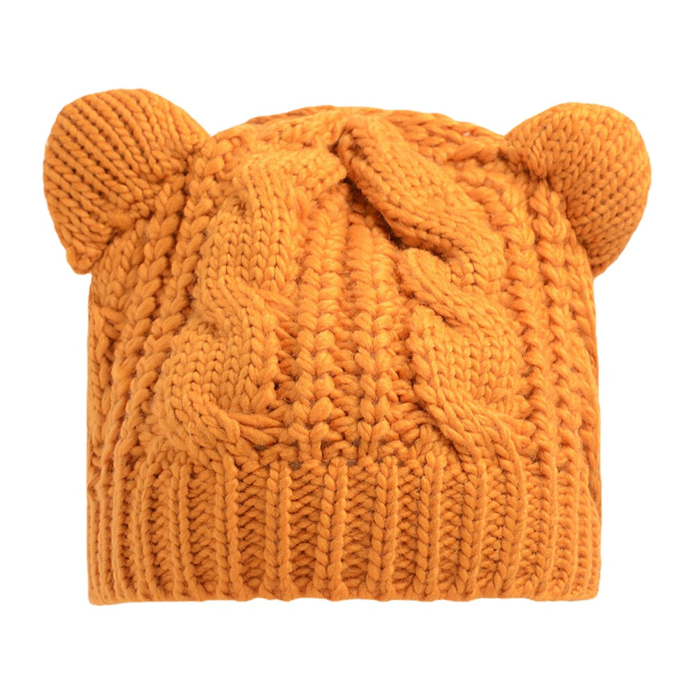 Unisex Woolen Cat Ear Warm Knitted Hat - Cute, Soft, Casual, All-Match for Couples