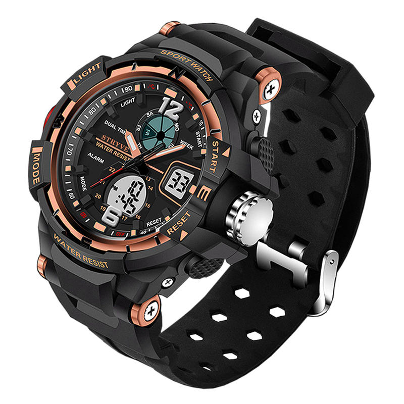 Chronograph Luminous Week Display Waterproof Men Sport Dual Display Digital Watch