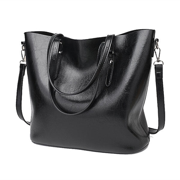 Women Oil Leather Tote Handbag Vintage Shoulder Bag Capacity Big Shopping Tote Crossbody Bag