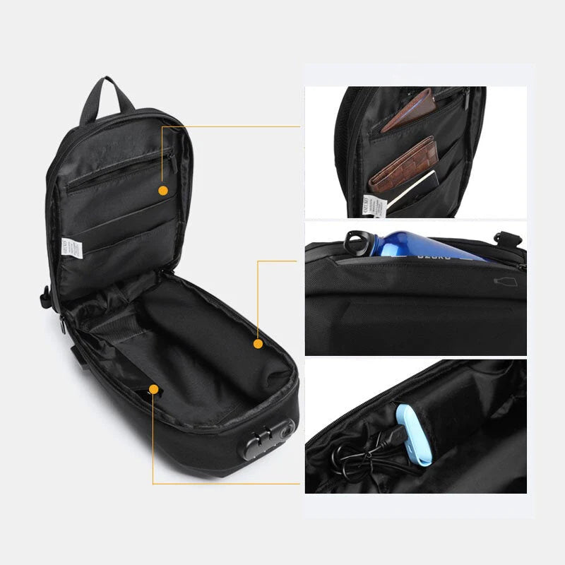 Men's Anti-theft Waterproof USB Charging Crossbody Sling Bag