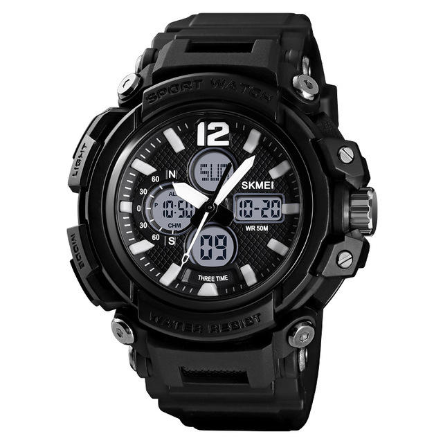 Luminous 5ATM 3Time Multi-Function Outdoor Men Watch Dual Display Digital Watch