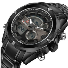 Men Dual Display Watch Luxury Stainless Strap Sport Watch