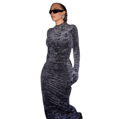 Slim-Fit Winter Street Dress - Fashionable Round Neck