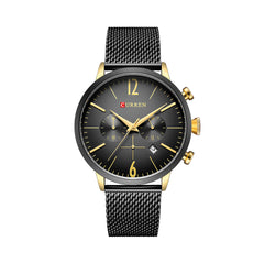 Men's Stainless Steel Waterproof Quartz Watch with Date Function