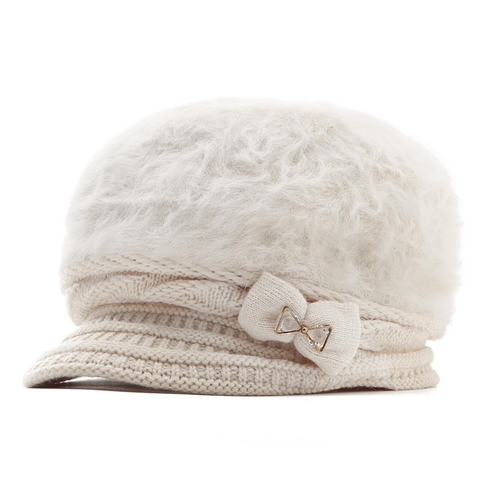 Women's Winter Knit Velvet Beret Hat - Warm Outdoor Leisure Cap