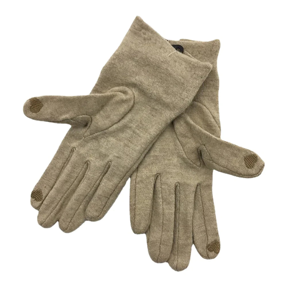 Women's Wool Touchscreen Gloves with Embroidery & Bowknot - Warm & Fashionable