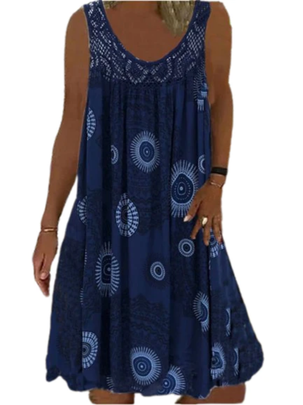 Women's Sleeveless Street Print Crew Neck Sport Casual Dress