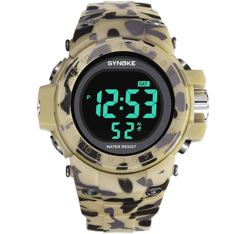 Men Watch Waterproof Week Display Alarm EL Light Camouflage Digital Watch