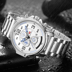 Full Steel Business Style Men Wristwatch Calendar Multifunction Quartz Watch