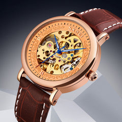 Men Automatic Watch Hollow Dial Strap Waterproof Business Mechanical Watch