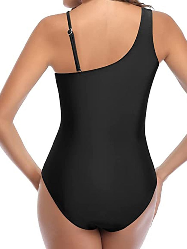 Women's One Piece Monokini Swimsuit - Backless, Tummy Control, Mesh Print