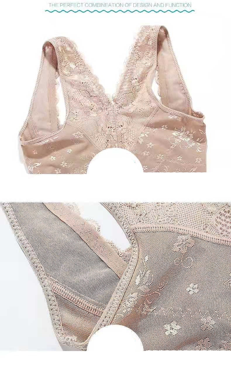 Womens Shapewear Firm Control Lace N Smooth Built-in Bra Body Shaper Fajas Crotch Lingerie Sexy Lace Bodysuit Deep V Teddy One Piece Lace Babydoll