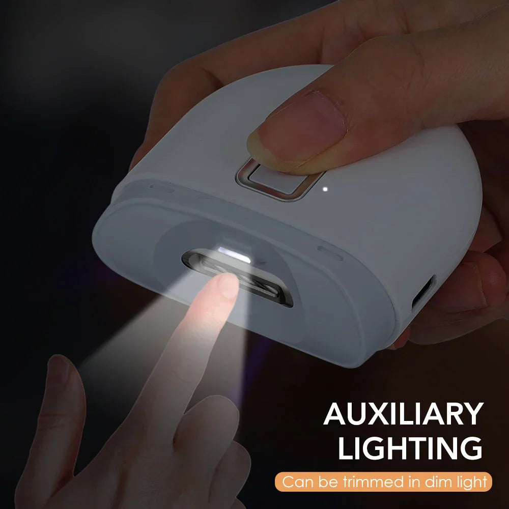 Automatic Electric Nail Clipper with Auxiliary Lighting, Portable Nail Grinder for Adults and Children, Mini Manicure Tool