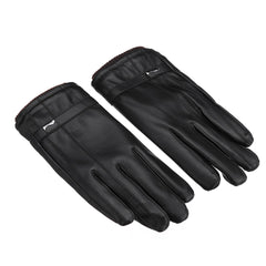 Men's Waterproof Touchscreen PU Leather Winter Gloves - Fleece Lined Thermal Warmth