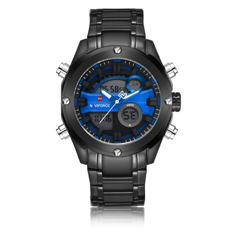 Men Dual Display Watch Luxury Stainless Strap Sport Watch